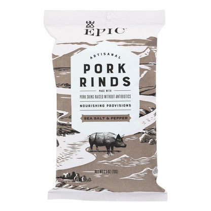 Epic - Chicharrones de cerdo - Sal marina y pimienta - Caja de 12 - 2,5 oz.