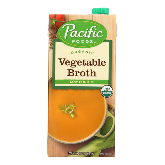 Caldo de verduras Pacific Natural Foods - Bajo en sodio - Caja de 12 - 32 fl oz.