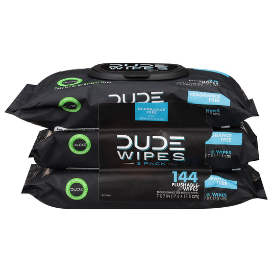 Toallitas húmedas Dude Wipes - Toallitas húmedas sin enmascarar Dspns Pack de 3 - Caja de 4 - 144 unidades