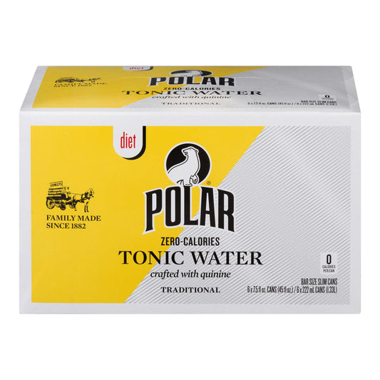 Bebidas Polares - Agua tónica dietética, paquete de 6, caja de 4, 6/7,5 Fz