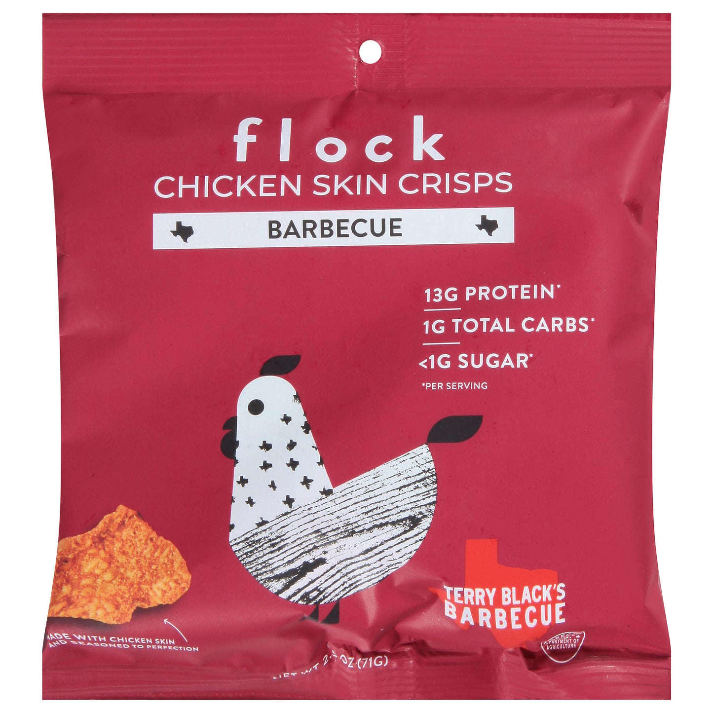 Flock - Piel de pollo con chips para barbacoa - Caja de 8 - 2,5 oz