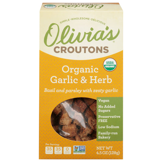 Olivia's - Crutones con ajo y hierbas - Caja de 6 - 4.5 oz