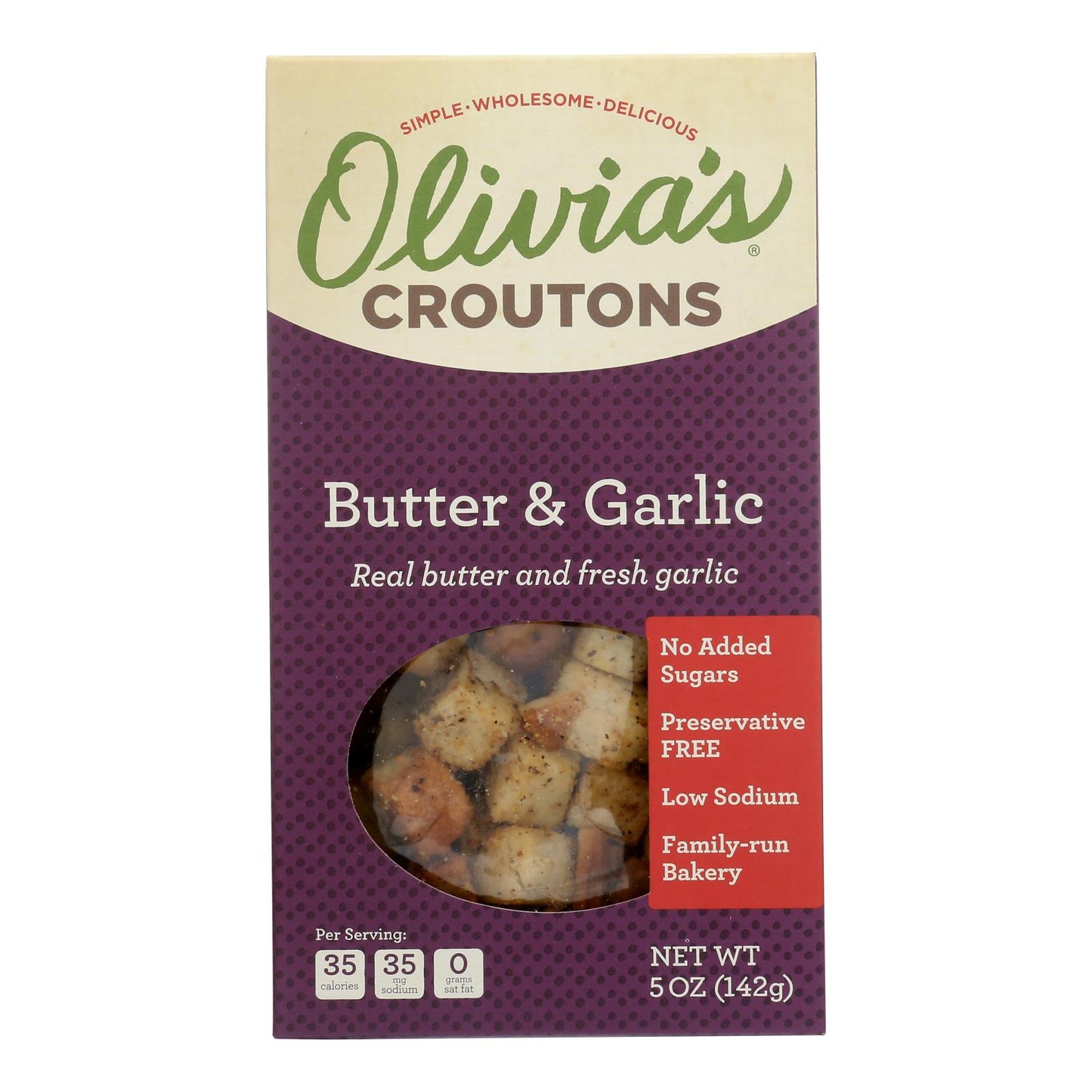 Olivia's - Crutones de mantequilla y ajo - Caja de 6 - 5 oz