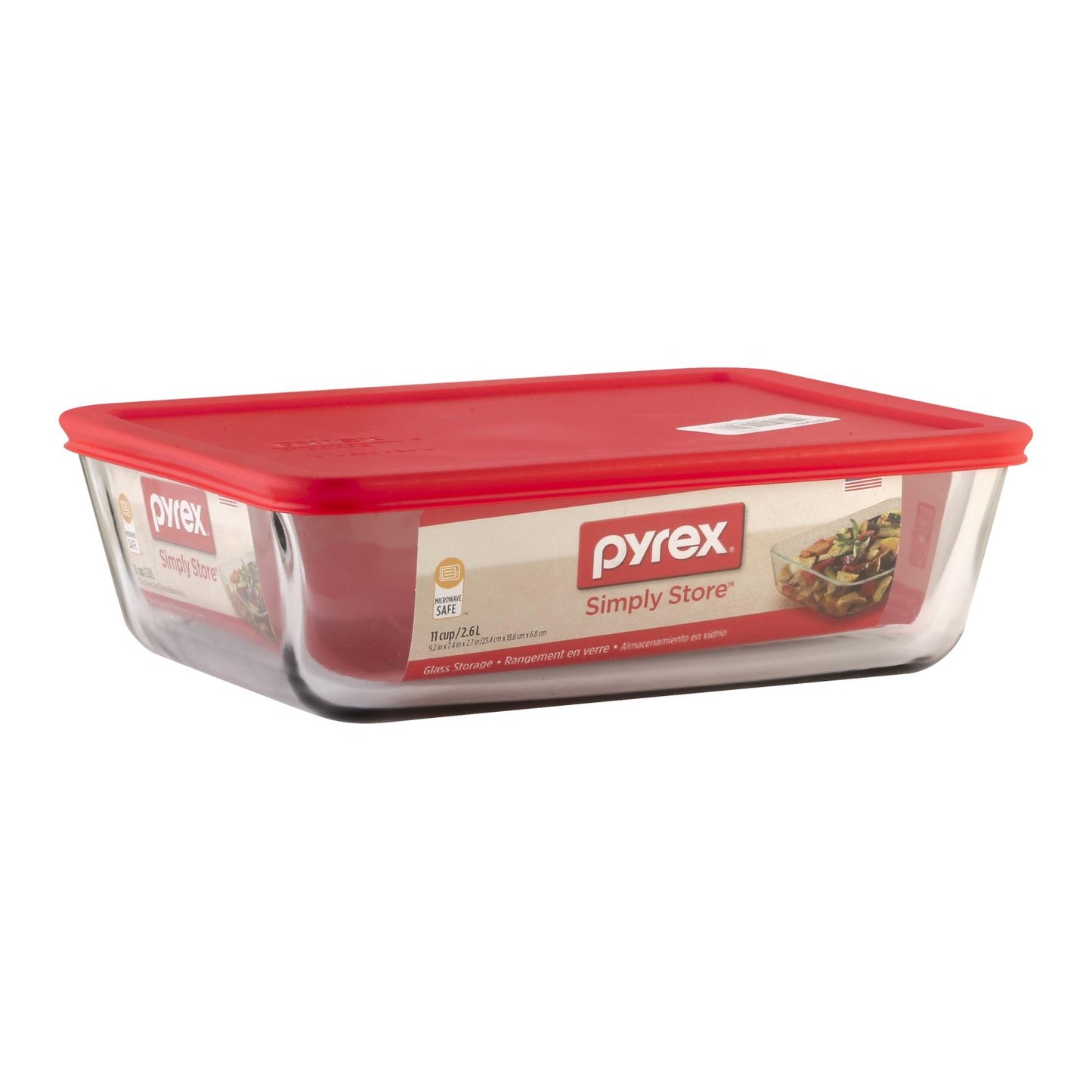 Pyrex - Strg Pls 11 杯 Rctng 红色 - 2-1 克拉盒装