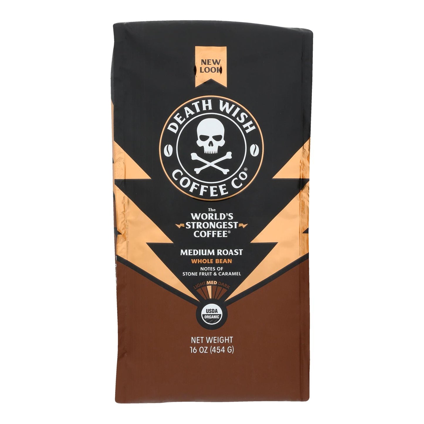 Café Death Wish - Café mediano Rst en grano entero - Caja de 6-16 oz