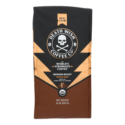 Café Death Wish - Café mediano Rst en grano entero - Caja de 6-16 oz