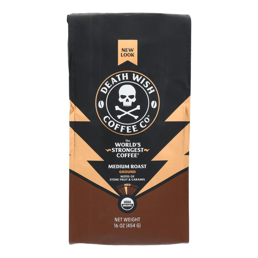 Café Death Wish Coffee - Café tostado medio molido - Caja de 6-16 oz