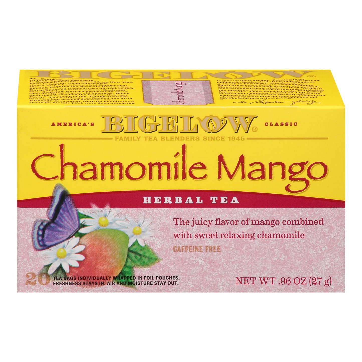 Té Bigelow Tea - Manzanilla con mango - Caja de 6 - 20 bolsas