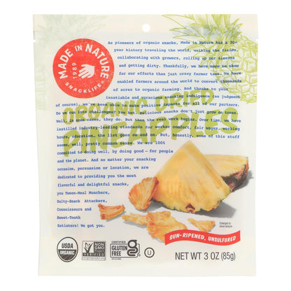 Piña dorada orgánica deshidratada Made In Nature - Caja de 6 - 3 oz