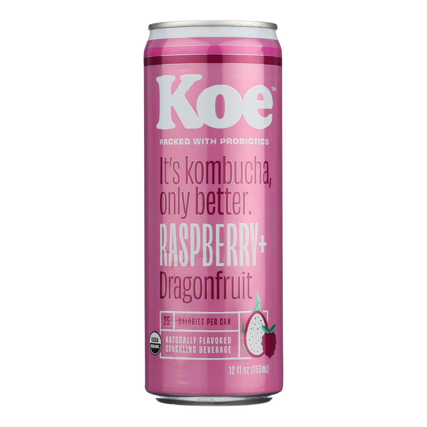 Koe Kunbucha - Kombucha con sabor a frambuesa - Caja de 12 - 12 Fz