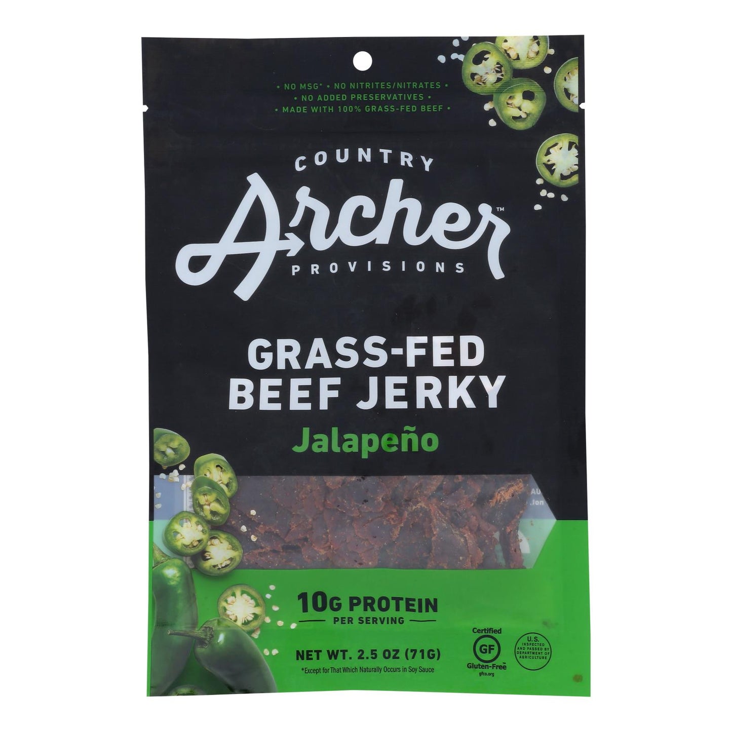 Country Archer - Carne seca con chile jalapeño dulce - Caja de 12 - 2,5 oz