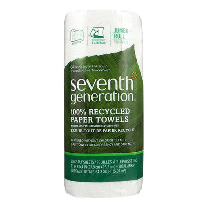 Seventh Generation Paper Towels - White - 156 Sheet Roll - Case Of 24