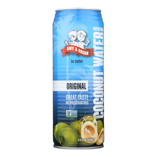 Amy y Brian - Agua de coco - Original - Caja de 12 - 17,5 fl oz.