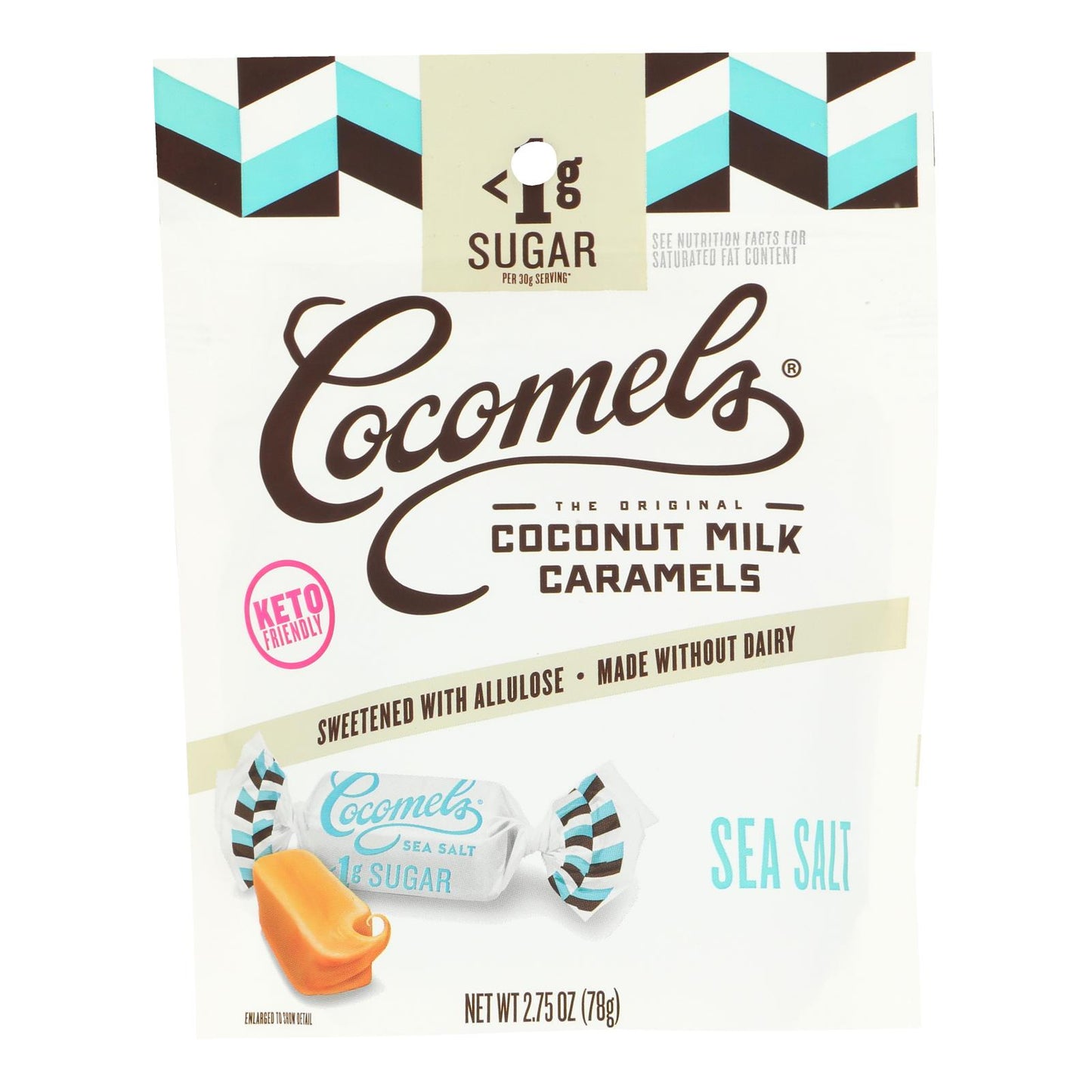 Cocomels - Leche de coco con caramelo y sal marina sin azúcar - Caja de 6 - 2,75 oz