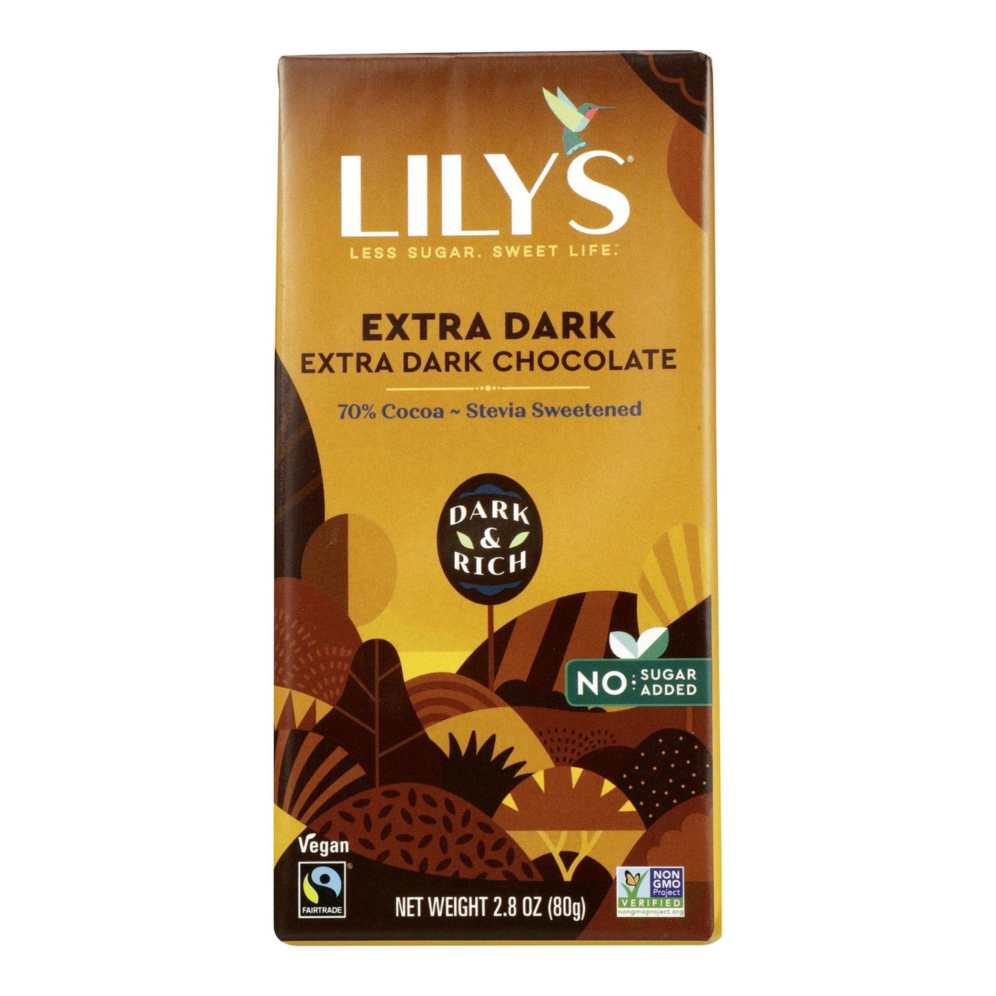 Barra de chocolate Lily's Sweets - Chocolate extra oscuro - 70 % cacao - Barras de 2,8 oz - Caja de 12