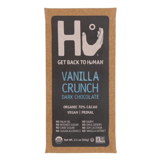 Hu - Barra de chocolate negro con sabor a vainilla crujiente - Caja de 12 - 2,1 oz