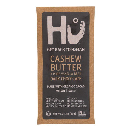 Hu - Barra de chocolate negro con mantequilla de anacardo y vainilla - Caja de 12 - 2,1 oz