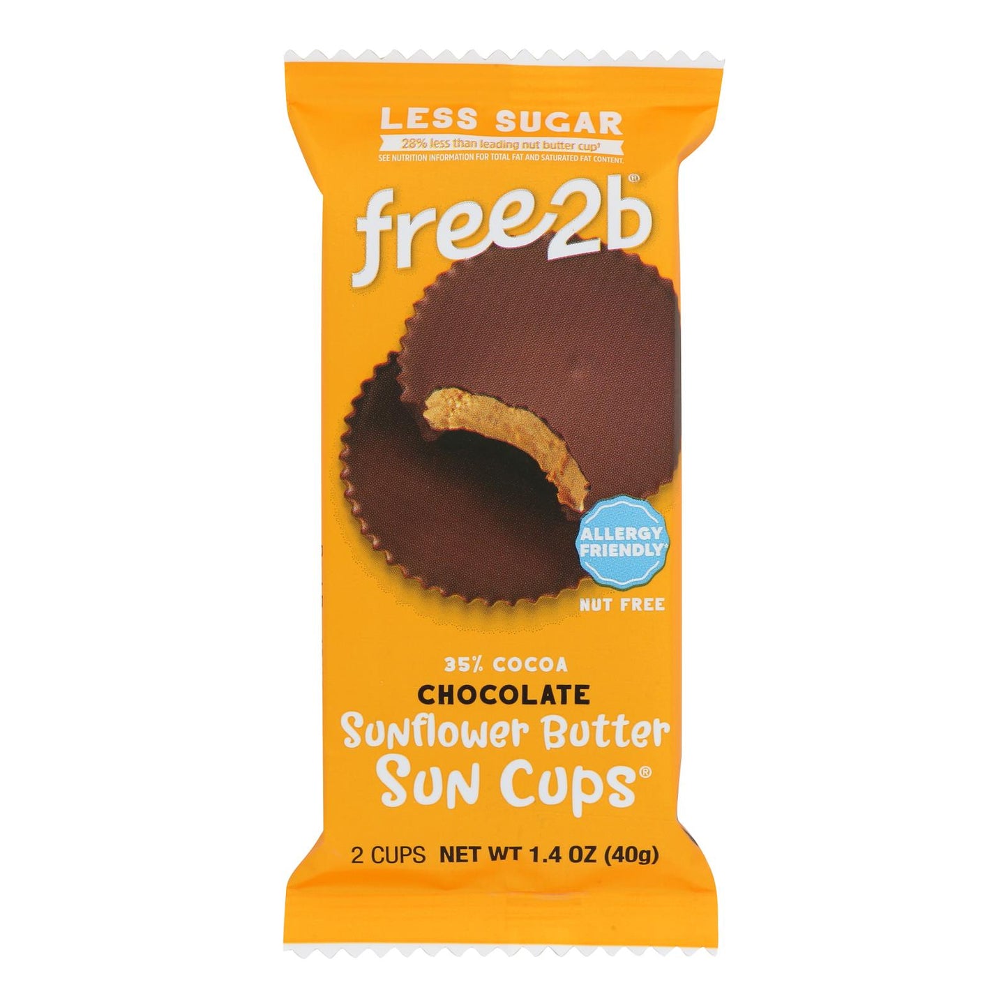 Free 2 B - Sun Cups Chocolate con Arroz 2 Tazas - Caja De 12 - 1.4 Oz