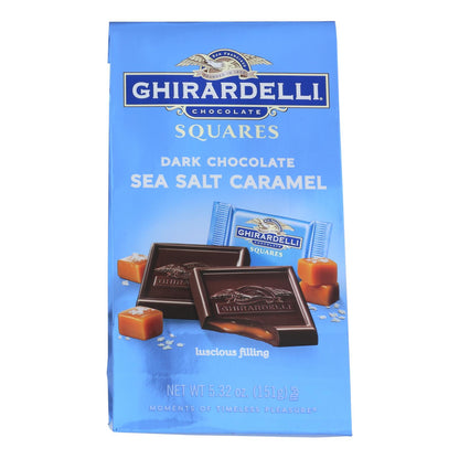 Cuadritos de caramelo con sal marina y chocolate negro Ghirardelli - Caja de 6 - 5,32 oz