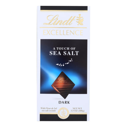 Barra de chocolate Lindt - Chocolate negro - 47 por ciento de cacao - Excellence - Touch Of Sea Salt - Barras de 3,5 oz - Caja de 12