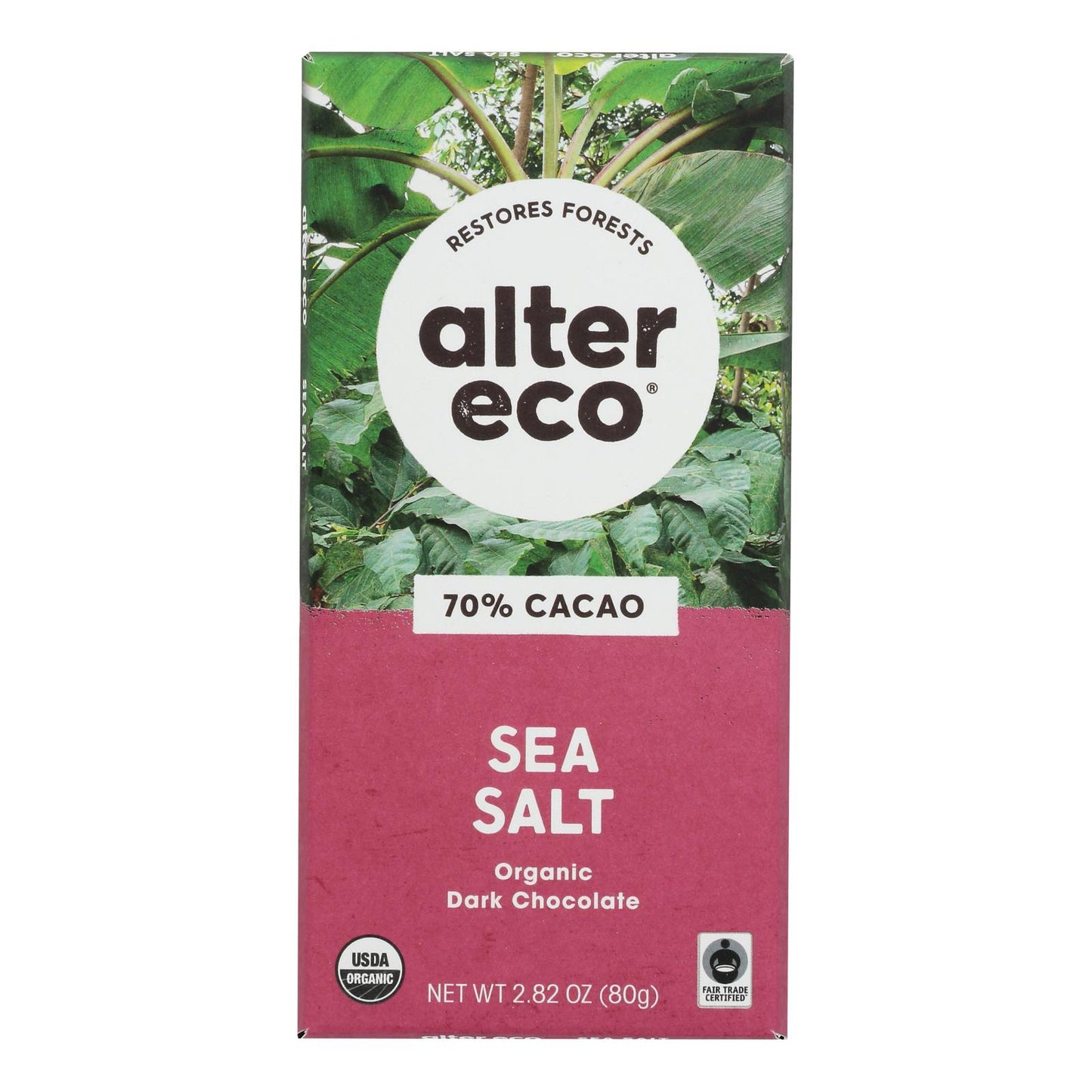 Alter Eco Americas Organic Chocolate Bar - Deep Dark Sea Salt - 2.82 Oz Bars - Case Of 12