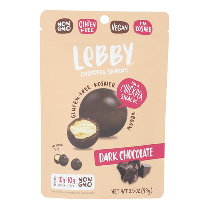 Lebby Snacks - Bocadillos de garbanzos con chocolate negro - Caja de 6 - 3,5 oz