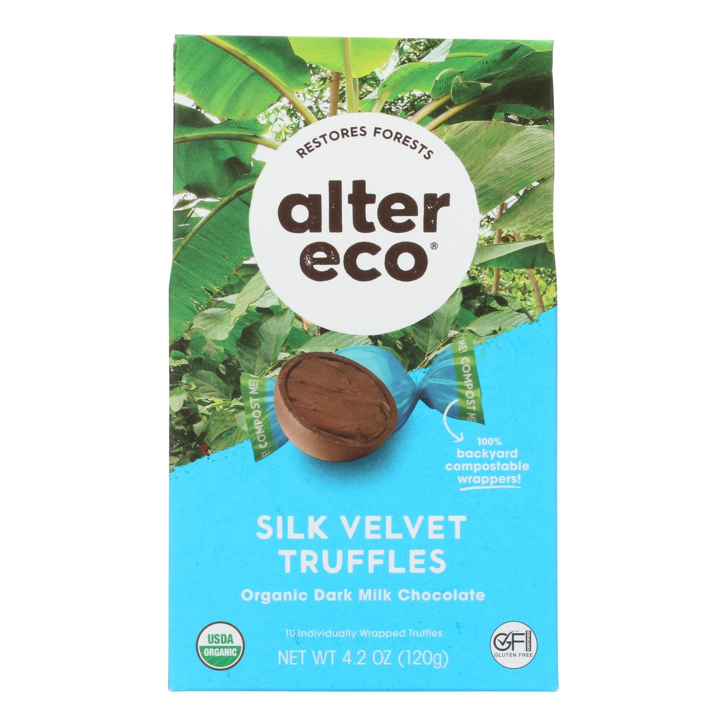 Trufa Alter Eco Americas - Orgánica - Terciopelo - Paquete de 10 - 4.2 oz - Caja de 8