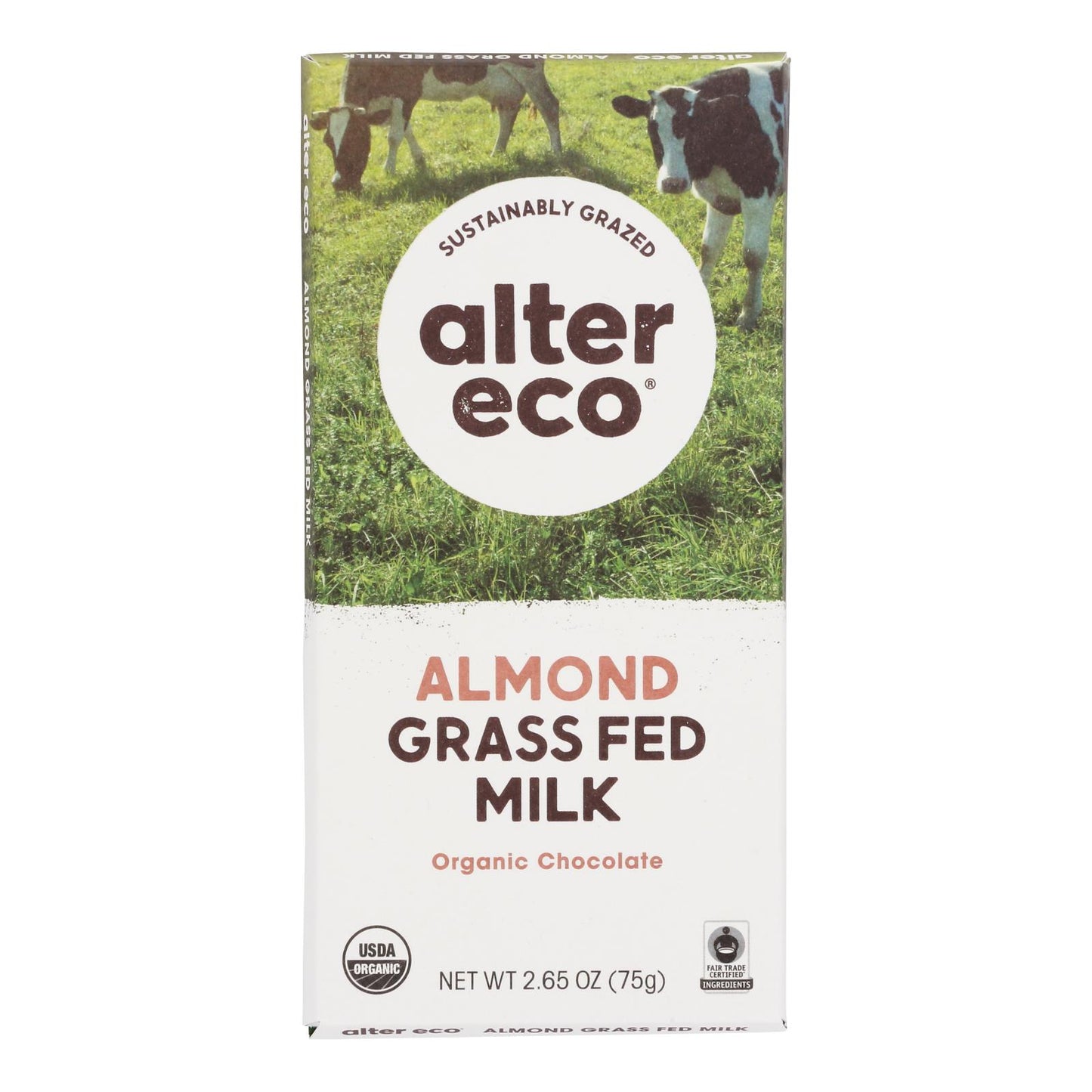 Alter Eco - Barra de chocolate con almendras saladas - Caja de 12 - 2,65 oz