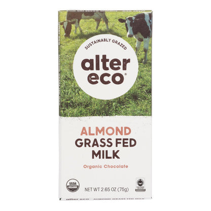 Alter Eco - Barra de chocolate con almendras saladas - Caja de 12 - 2,65 oz