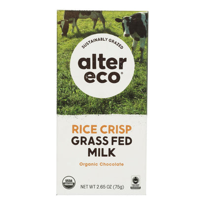 Alter Eco - Barra de chocolate con sabor a arroz crujiente - Caja de 12 - 2,65 oz