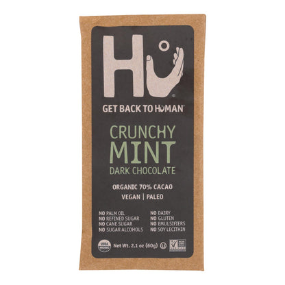 Hu - Barra de chocolate negro con menta crujiente - Caja de 12 - 2,1 oz