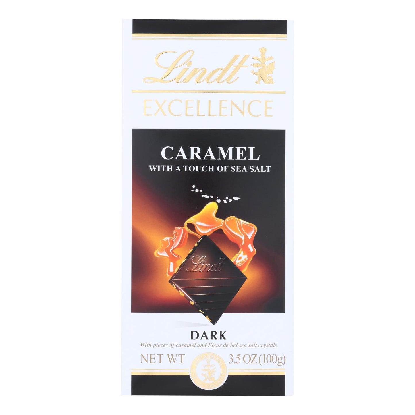 Lindt Excellence Caramel With A Touch Of Sea Salt Dark Chocolate  - Case Of 12 - 3.5 Oz