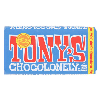 Tony's Chocolonely - Barra de chocolate extra oscuro al 70 % - Caja de 15 - 6,35 oz