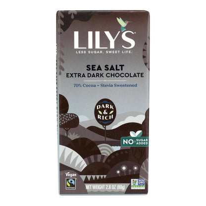 Barra de chocolate Lily's Sweets - Chocolate negro - 70 por ciento de cacao - Sal marina - Barras de 2,8 oz - Caja de 12