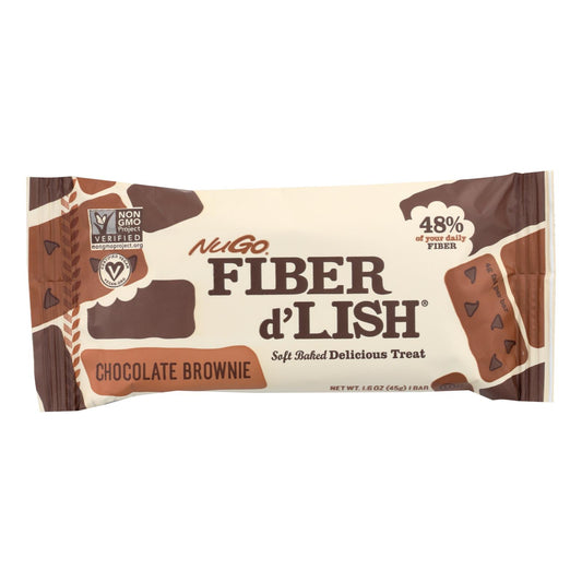 Barra de Nugo Nutrition - Fiber Dlish - Brownie de chocolate - Barras de 1,6 oz - Caja de 16