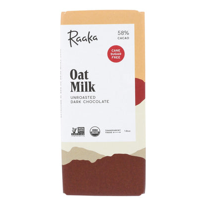 Raaka Chocolate - Barra de chocolate negro Oatmlk 58% - Caja de 12 - 1.8 oz