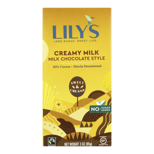 Barra de chocolate Lily's Sweets - Chocolate con leche cremoso - 40 por ciento de cacao - Barras de 3 oz - Caja de 12