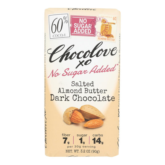 Chocolove - Barra de mantequilla de almendras y sal Xo Dkchoc - Caja de 10 - 3,2 oz