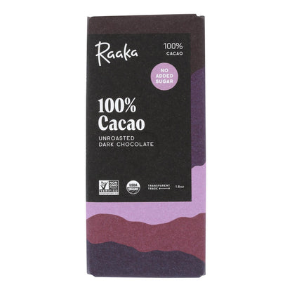 Chocolate Raaka - Barra 100% Cacao - Caja de 12 - 1.8 Oz
