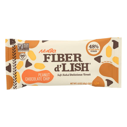 Barras de Nugo Nutrition - Fiber Dlish - Chips de chocolate y maní - Barras de 1,6 oz - Caja de 16