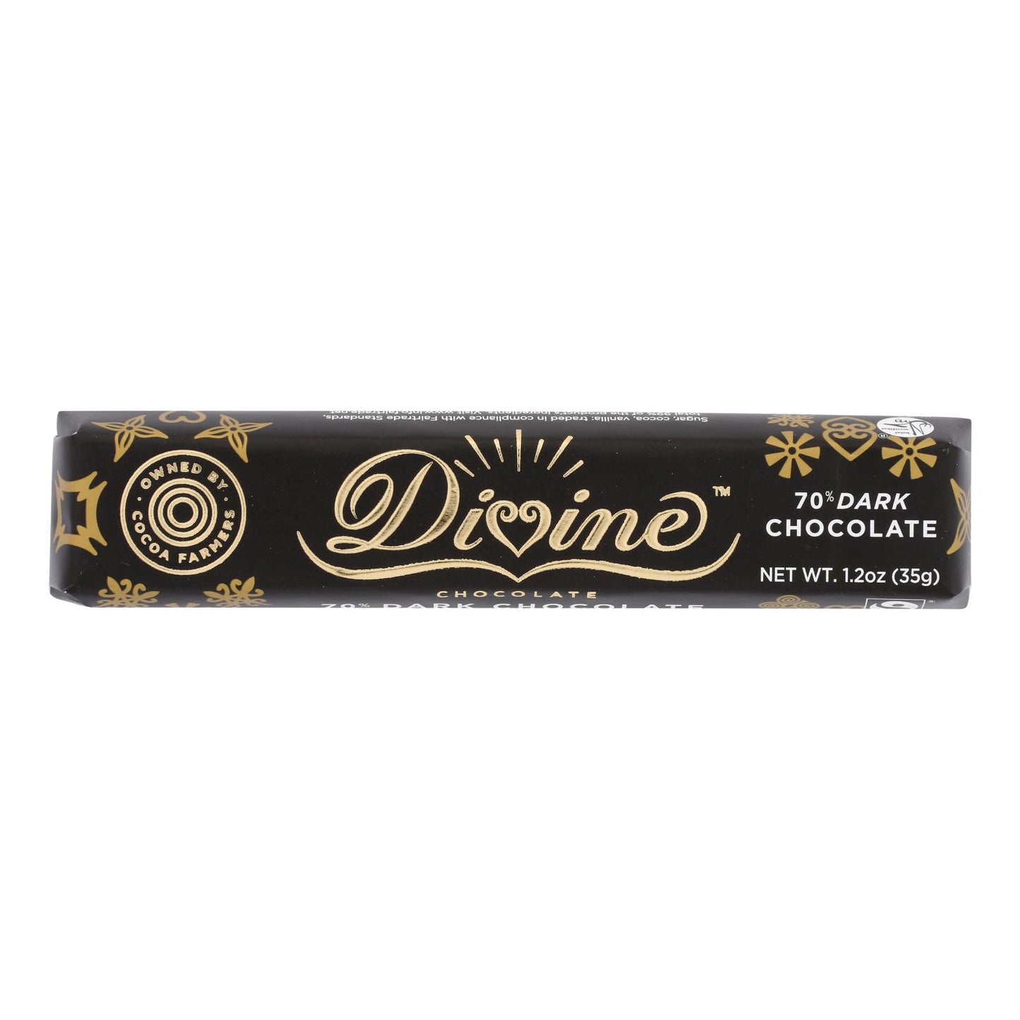 Divine - Snack Bar Chocolate Negro 70% - Caja De 18 - 1.2 Oz
