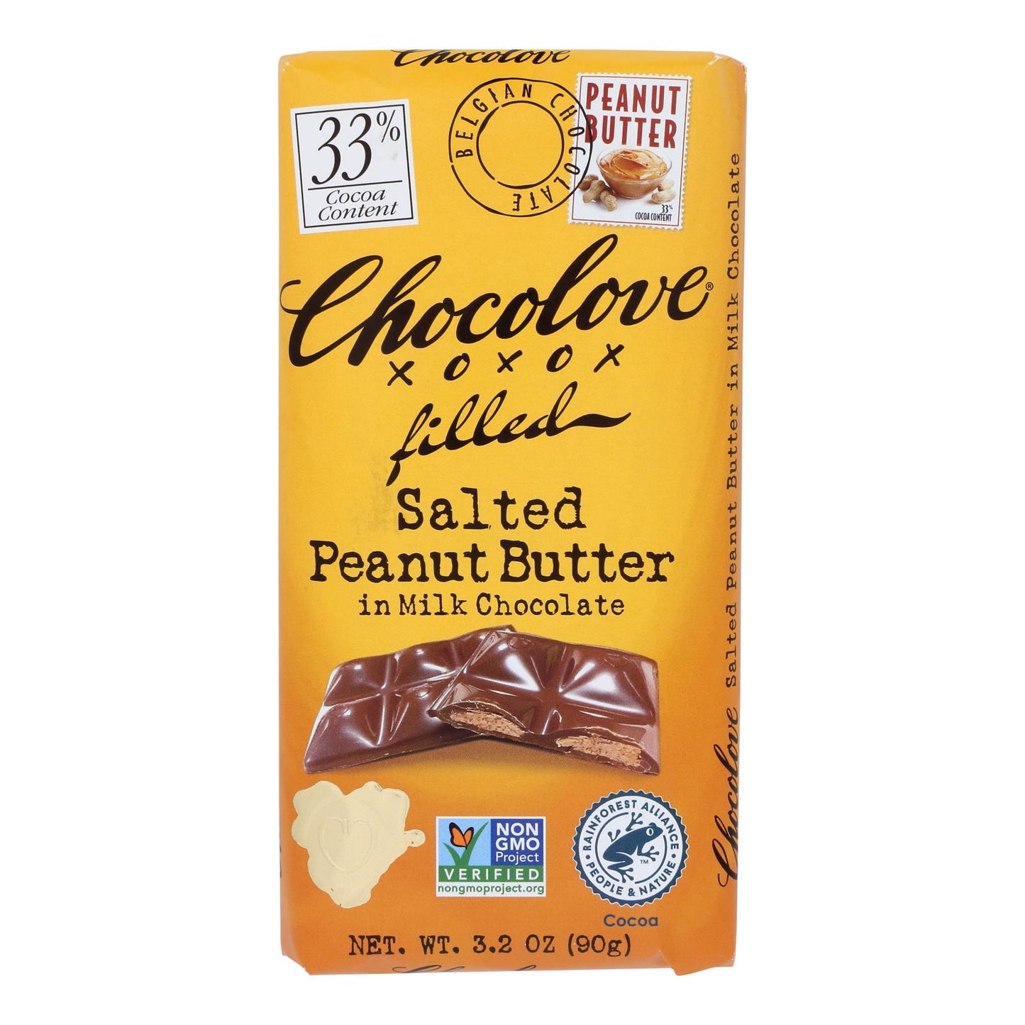 Chocolove - Barra de chocolate con leche y mantequilla de maní salada - Caja de 10 - 3,2 oz