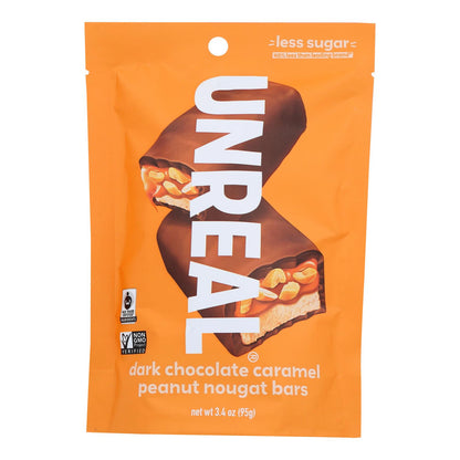 Unreal - Barra de chocolate con caramelo y maní - Caja de 6 - 3,4 oz