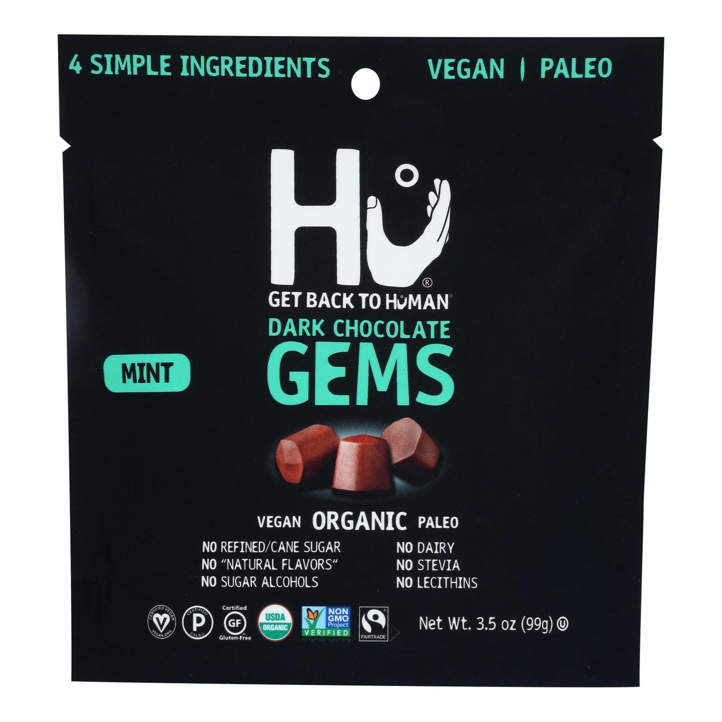 Hu - Candy Gems Drkchoc Mint - Caja de 6 - 3,5 oz