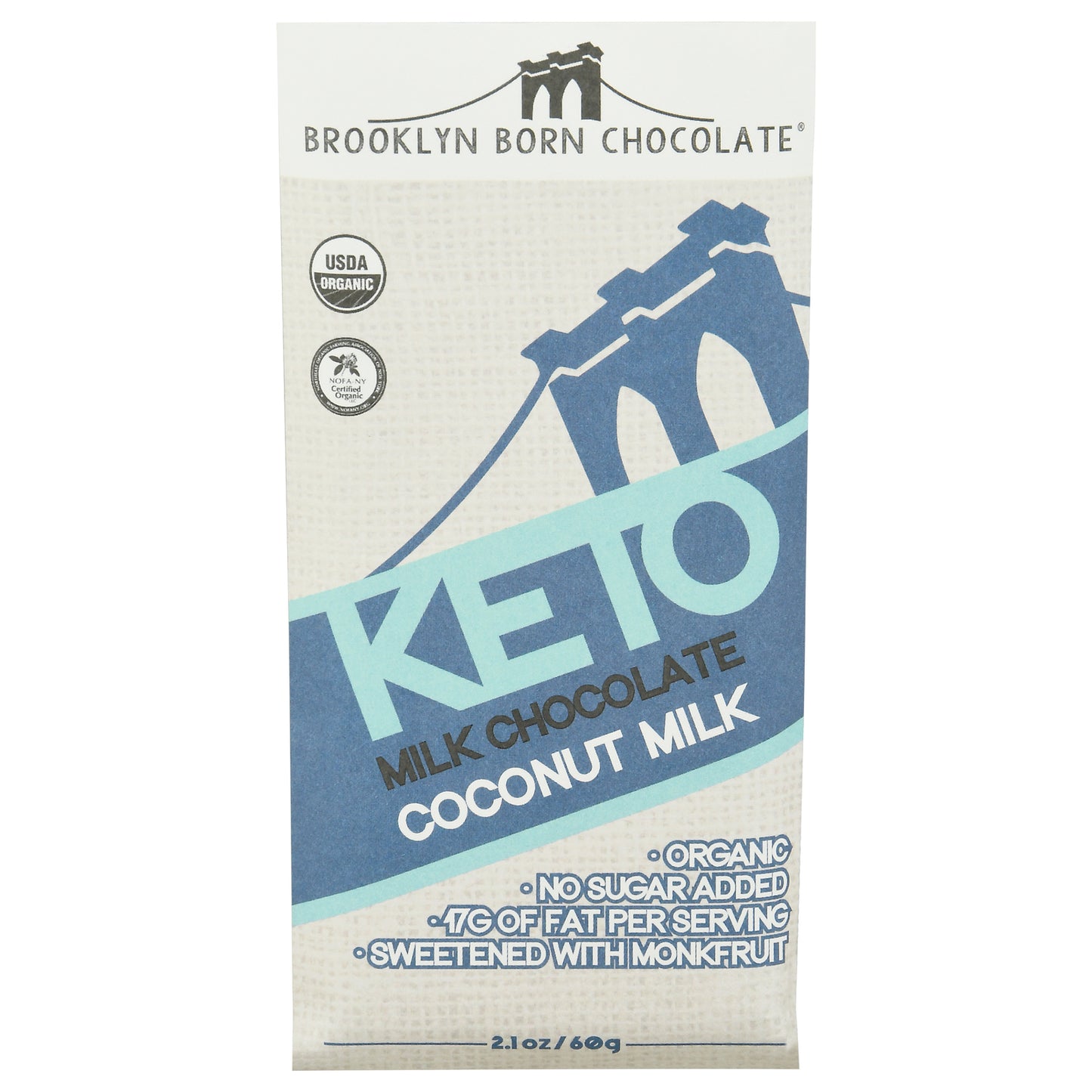 Brooklyn Born Chocolate - Barra de chocolate con leche de coco cetogénica - Caja de 12 - 2,1 oz