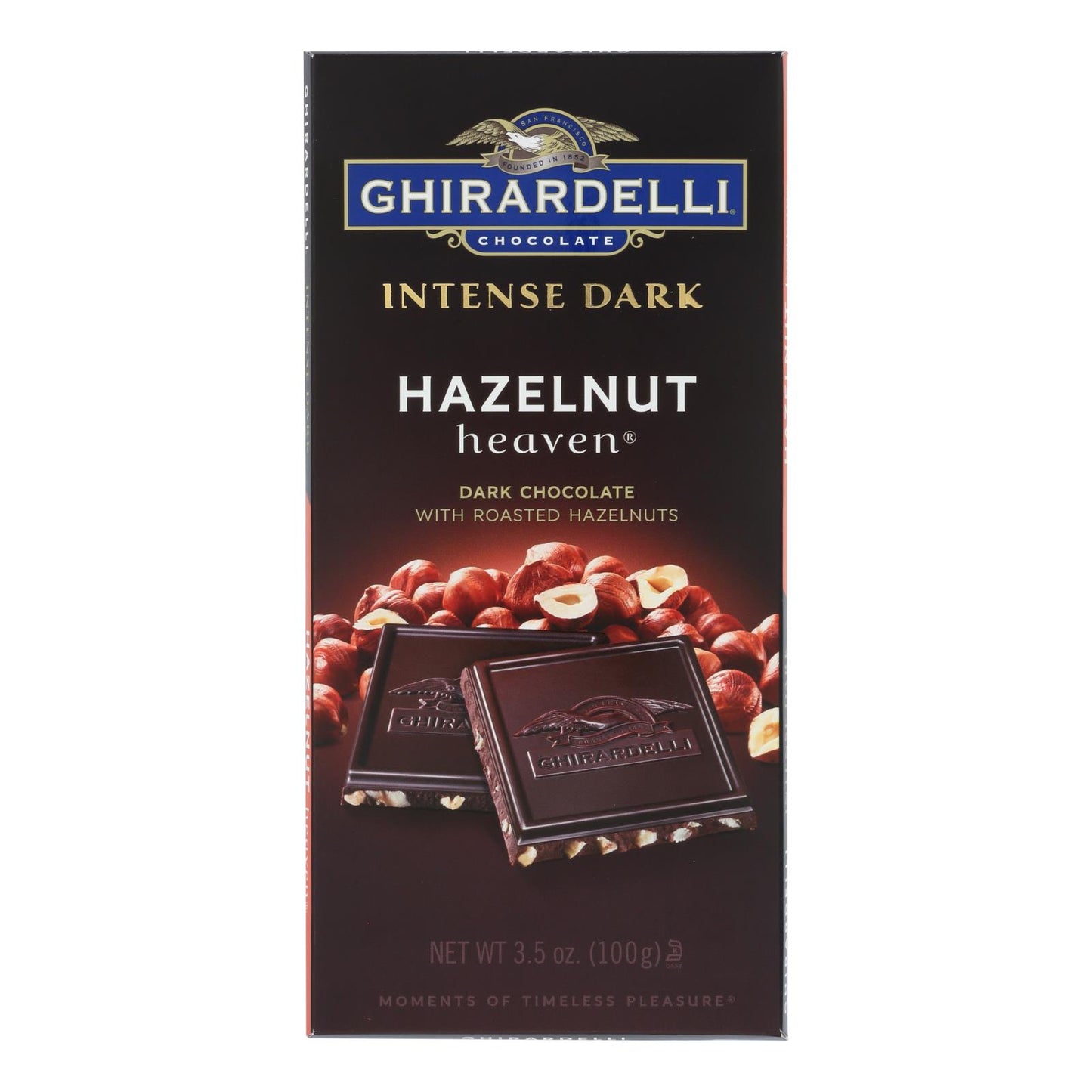 Barras de chocolate Ghirardelli Intense Dark Hazelnut Heaven - Caja de 12 - 3,5 oz