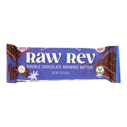 Barra de masa para brownie de chocolate doble Raw Rev Glo - Caja de 12 - 1,6 oz