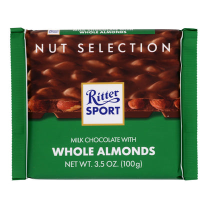 Ritter Sport Chocolate Bar - Milk Chocolate - Whole Almonds - 3.5 Oz Bars - Case Of 11