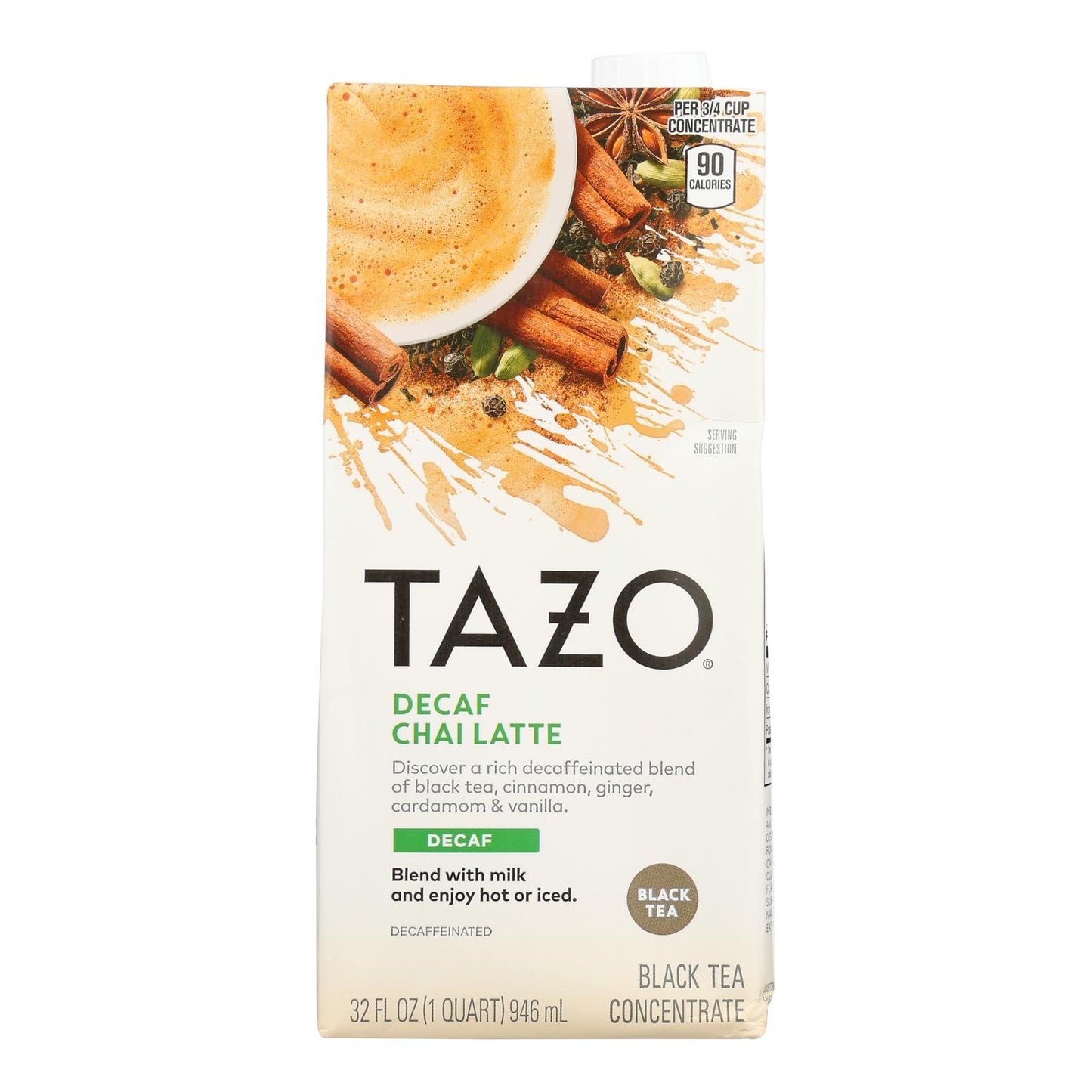 Té descafeinado Tazo Tea - Chai Latte - Caja de 6 - 32 onzas líquidas