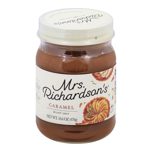 Salsa de postre con sabor a caramelo de Mrs. Richardson's - Caja de 6 - 16,6 oz